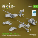 Merkava Mk.3 MG set, V1 (3 pcs) + machine gun mounts (3 pcs) for Meng/HobbyBoss kit (3D Printed) (1/35) - Image 2