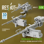 Merkava Mk.3 MG set, V1 (3 pcs) + machine gun mounts (3 pcs) for Meng/HobbyBoss kit (3D Printed) (1/35) - Image 3