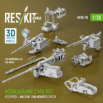 Merkava Mk.3 MG set, V2 (3 pcs) + machine gun mounts (3 pcs) for Meng/HobbyBoss kit (3D Printed) (1/35)