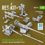 Merkava Mk.3 MG set, V2 (3 pcs) + machine gun mounts (3 pcs) for Meng/HobbyBoss kit (3D Printed) (1/35) - Image 2