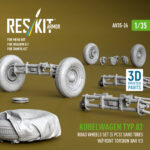 Kubelwagen typ.82 road wheels set (5 pcs) sand tires w/front torsion bar V.3  for Meng/Dragon/Tamiya kit (3D Printed) (1/35) - Image 3