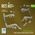 Merkava Mk.3 front and rear towing horns with chains for Meng/Hobby Boss kit (3D Printed) (1/35)