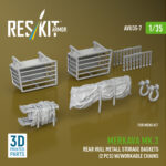 Merkava Mk.3 rear hull metall storage baskets (2 pcs) w/workable chains for Meng kit (3D Printed) (1/35)
