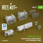 Merkava Mk.3 rear hull metall storage baskets (2 pcs) w/workable chains for HobbyBoss kit (3D Printed) (1/35)