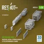 Merkava Mk.3 rear hull metall storage baskets (2 pcs) w/workable chains for HobbyBoss kit (3D Printed) (1/35) - Image 2