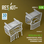 Merkava Mk.3 damaged rear hull metall storage baskets (2 pcs) w/workable chains for Meng kit (3D Printed) (1/35)