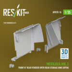 Merkava Mk.3 Front n' Rear fenders with Rear stowage bins (open) for HobbyBoss kit (3D Printed) (1/35) - Image 3