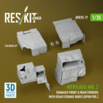 Merkava Mk.3 damaged front & rear fenders with rear storage boxes (open pos.) for Meng kit (3D Printed) (1/35)
