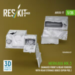 Merkava Mk.3 damaged front & rear fenders with rear storage boxes (open pos.) for Meng kit (3D Printed) (1/35) - Image 3