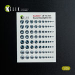 Round Headlights Set 1-6 mm - 3D Decal for models (1/35)