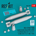 BLU-27A/B 750lb napalm bomb finned (MXU-469/B) or unfinned (2pcs) (3D Printed) (1/48)