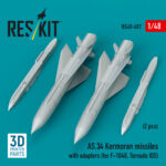 AS.34 Kormoran missiles with adapters (2 pcs) (for F-104G, Tornado IDS) (3D Printed) (1/48)