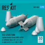 BLU-27A/B 750lb napalm bomb finned (MXU-469/B) or unfinned (2pcs) (3D Printed) (1/72) - Image 2