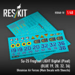 Su-25 Frogfoot LIGHT Digital (Pixel) (BLUE 19, 20, 32, 36) Ukrainian Air Forces (Main Decals with Stencils) (1/48)
