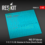 MiG-29 Fulcrum 9-12,9-13,UB, Ukrainian Air Forces (Stencils Decals)(1/48)