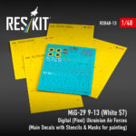 MiG-29 9-13 (White 57) Digital (Pixel) Ukrainian Air Forces (Main Decals with Stencils & Masks for painting 4 pcs) (1/48)