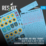 MiG-25 (RBT, RBF, RBS) "Foxbat" (Blue 73, Blue 74, Red 17, Red 19) Ukrainian Air Forces (Decals with Stencils) (1/72)