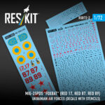 MiG-25PDS "Foxbat" (Red 17, Red 87, Red 89) Ukrainian Air Forces (Decals with Stencils) (1/72)