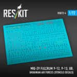MiG-29 Fulcrum 9-12, 9-13, UB, Ukrainian Air Forces (Stencils Decals)(1/72)