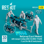 Red jersey (3 pcs) (Modern) with transport trolley AERO 21A (MHU-191A/M) (1 pcs) (for Mk.82 family bombs) (3D Printed) (1/32)