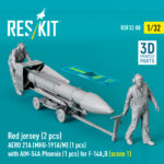 Red jersey (2 pcs) AERO 21A (MHU-191A/M) (1 pcs) with AIM-54A Phoenix (1 pcs) for F-14A,B (scene 1) (3D Printed) (1/32)