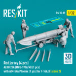 Red jersey (4 pcs) AERO 21A (MHU-191A/M) (1 pcs) with AIM-54A Phoenix (1 pcs) for F-14A,B (scene 2) (3D Printed) (1/32)
