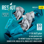 F-35 (A/C) pilot in late ejection seat for RESKIT Cockpit for Trumpeter kit (RSU32-0109,RSU32-0110,RSU32-0227,RSU32-0228) (3D Printed) (1/32)