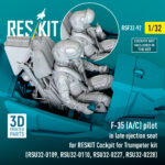 F-35 (A/C) pilot in late ejection seat for RESKIT Cockpit for Trumpeter kit (RSU32-0109,RSU32-0110,RSU32-0227,RSU32-0228) (3D Printed) (1/32) - Image 2
