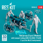 Red jersey (3 pcs) (Modern) with transport trolley AERO 21A (MHU-191A/M) (1 pcs) (for Mk.82 family bombs) (3D Printed) (1/48)