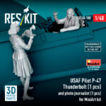 USAF pilot P-47 Thunderbolt (1 pcs) and photo journalist (1 pcs) for MiniArt kit (3D Printed) (1/48)