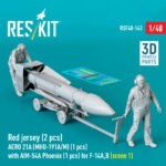 Red jersey (2 pcs) AERO 21A (MHU-191A/M) (1 pcs) with AIM-54A Phoenix (1 pcs) for F-14A,B (scene 1) (3D Printed) (1/48)