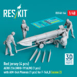 Red jersey (4 pcs) AERO 21A (MHU-191A/M) (1 pcs) with AIM-54A Phoenix (1 pcs) for F-14A,B (scene 2) (3D Printed) (1/48)