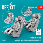 Rafale B pilots sitting in ejection seats for HobbyBoss kit (2 pcs) (3D Printed) (1/48)