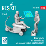 USAF pilots (2 pcs) & M1 Weaver trolley with hydraulic lift & AN-M64 500lb (WW2) (3D Printed) (1/48)
