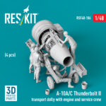 A-10A/C Thunderbolt II transport dolly with engine and service crew (4 pcs) (3D Printed) (1/48) - Image 2