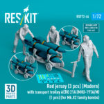 Red jersey (3 pcs) (Modern) with transport trolley AERO 21A (MHU-191A/M) (1 pcs) (for Mk.82 family bombs) (3D Printed) (1/72)