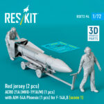 Red jersey (2 pcs) AERO 21A (MHU-191A/M) (1 pcs) with AIM-54A Phoenix (1 pcs) for F-14A,B (scene 1) (3D Printed) (1/72)