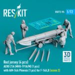 Red jersey (4 pcs) AERO 21A (MHU-191A/M) (1 pcs) with AIM-54A Phoenix (1 pcs) for F-14A,B (scene 2) (3D Printed) (1/72)
