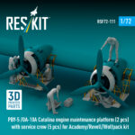 PBY-5 /OA-10A Catalina engine maintenance platform (2 pcs) with service crew (5 pcs) for Academy/Revell/Wolfpack kit (3D Printed) (1/72)