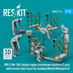 PBY-5 /OA-10A Catalina engine maintenance platform (2 pcs) with service crew (5 pcs) for Academy/Revell/Wolfpack kit (3D Printed) (1/72) - Image 2