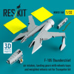 F-105 Thunderchief air intakes, landing gears with wheels bays and weighted wheels set for Trumpeter kit (3D Printed) (1/32)