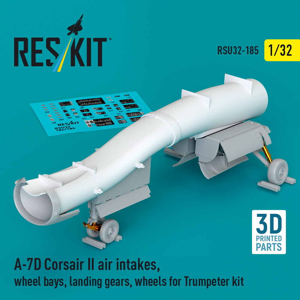 rsu32-0185_1 A-7D Corsair II air intakes, wheel bays, landing gears, wheels for Trumpeter kit (3D Printed) (1/32) - Image 1
