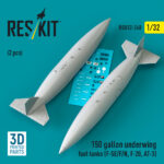 150 gallon underwing fuel tanks (F-5E, F, N, F-20, AT-3) (2 pcs) (3D Printed) (1/32)