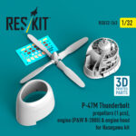 P-47M Thunderbolt propeller (1 pcs), engine (P&W R-2800) & engine hood for Hasegawa kit (3D Printed) (1/32)
