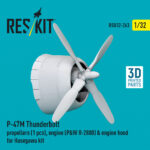 P-47M Thunderbolt propeller (1 pcs), engine (P&W R-2800) & engine hood for Hasegawa kit (3D Printed) (1/32) - Image 2