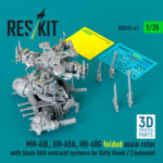 MH-60L, UH-60A, HH-60G folded main rotor with blade fold restraint systems for Kitty Hawk / Zimimodel (3D Printed) (1/35)