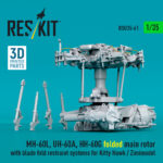 MH-60L, UH-60A, HH-60G folded main rotor with blade fold restraint systems for Kitty Hawk / Zimimodel (3D Printed) (1/35) - Image 2