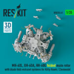 MH-60L, UH-60A, HH-60G folded main rotor with blade fold restraint systems for Kitty Hawk / Zimimodel (3D Printed) (1/35) - Image 3