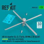 AH-64 Apache (A, D, E Early, AH Mk.I, DI Saraf) unfolded main rotor, early blades, MUMT, AN/APG-78 Longbow/ADSS for Takom/Snowman kit (3D Printed) (1/35)