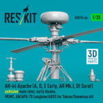 AH-64 Apache (A, D, E Early, AH Mk.I, DI Saraf) unfolded main rotor, early blades, MUMT, AN/APG-78 Longbow/ADSS for Takom/Snowman kit (3D Printed) (1/35) - Image 2